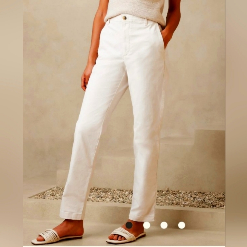 White Chino High Rise Pants
